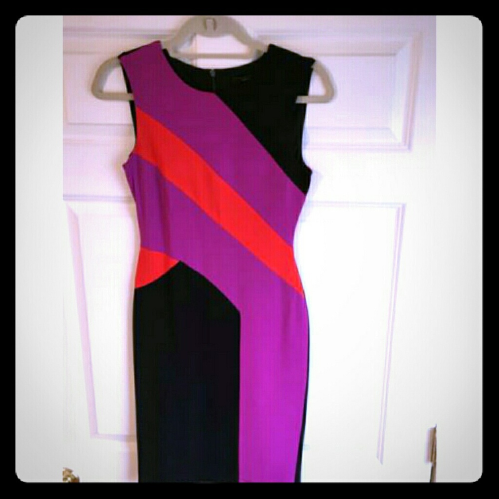 BCBGMaxAzria Black and Purple Colorblock Dress